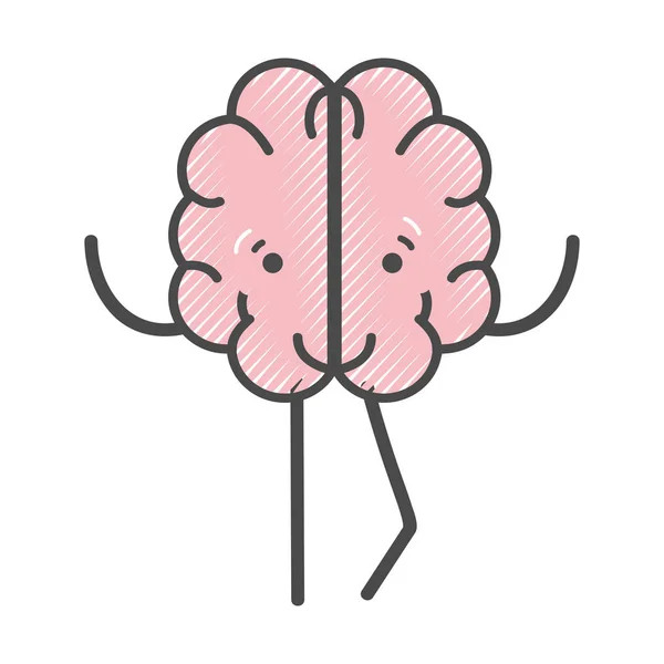 Symbol Entzückender Kawaii Gehirnausdruck Vektorillustration — Stockvektor