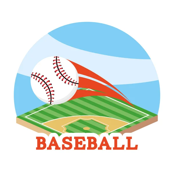 Jeu Balle Baseball Illustration Vectorielle Terrain Professionnel — Image vectorielle
