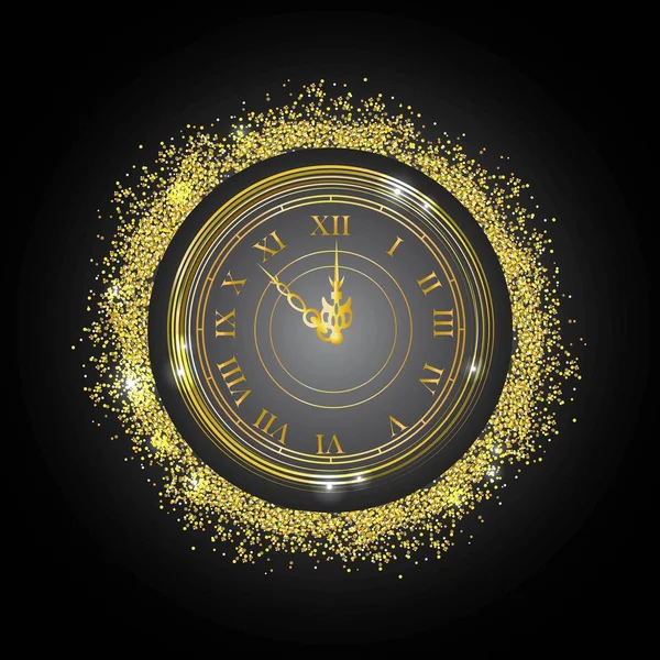 Clock Happy New Year Celebration Theme Vector Illustration — Stock Vector