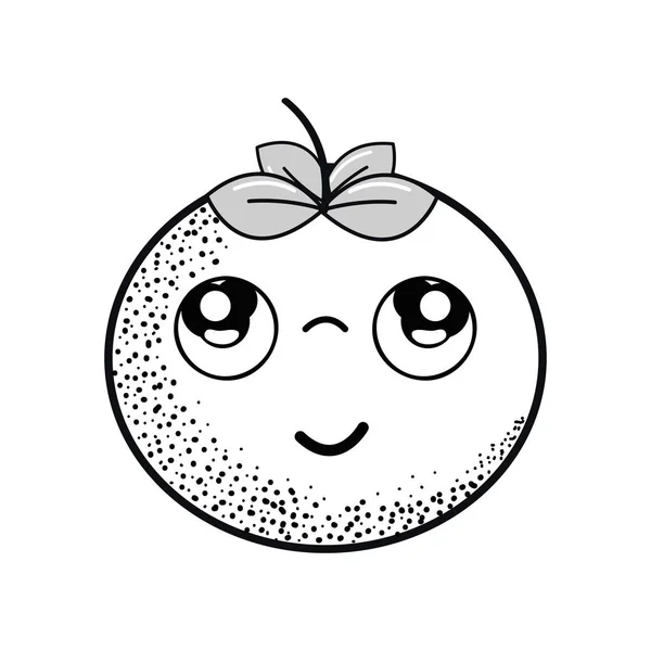 Dessin Main Kawaii Belle Pensée Légume Tomate Illustration Vectorielle — Image vectorielle