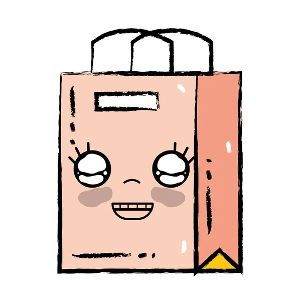 Kawaii Cute Happy Shopping Bag Vector Illustration — Stock Vector
