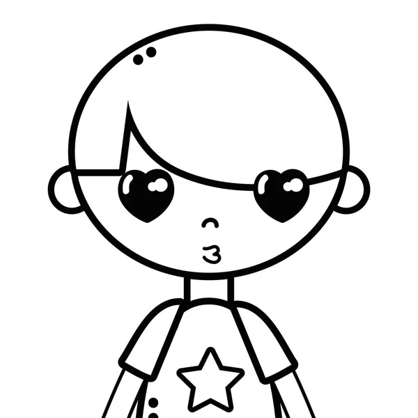 Line Tender Boy Child Pijama Hairstyle Vector Illustration — Stock Vector