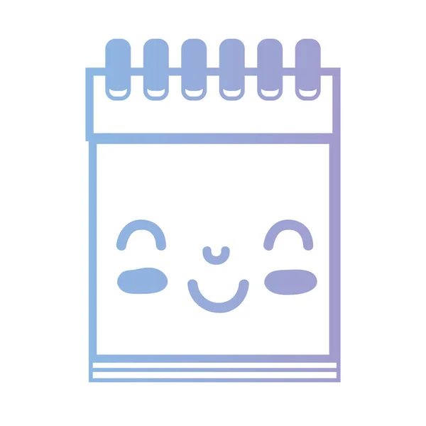 line kawaii cute happy notebook tool vector illustration
