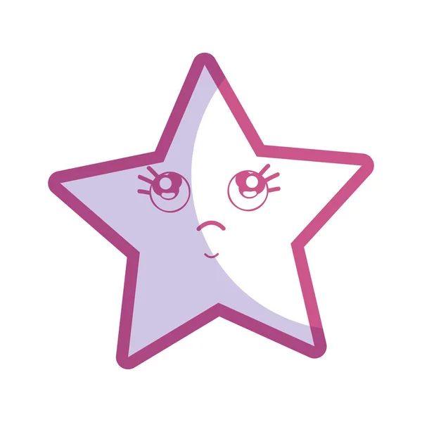 Silhouette Kawaii Thinking Cute Star Design Vector Illustration — Stock Vector
