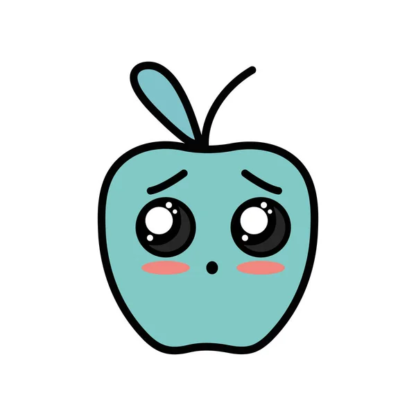 卡瓦伊可爱的嫩苹果水果矢量插图 — 图库矢量图片