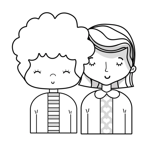 Ligne Couple Beauté Avec Illustration Vectorielle Conception Coiffure — Image vectorielle