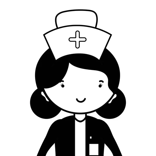 Contorno Profissional Enfermeiro Com Chapéu Cabeça Ilustração Vetorial —  Vetores de Stock
