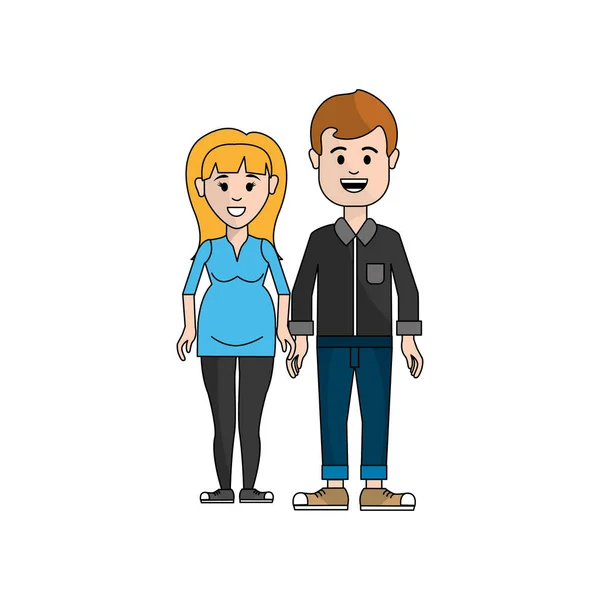 Couple Homme Avec Coiffure Femme Enceinte Illustration Vectorielle — Image vectorielle