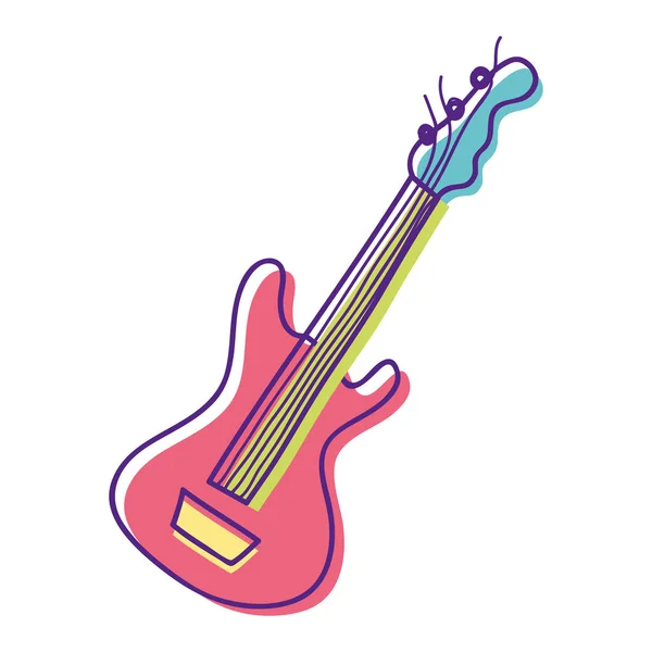 Cute Guitar Play Sticker Music Instruments Vector Illustration — Stock Vector