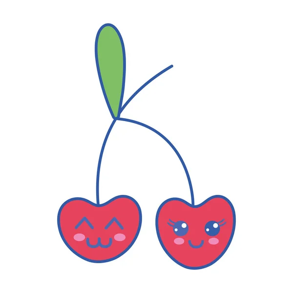 川井可爱的快乐的樱桃水果矢量插图 — 图库矢量图片