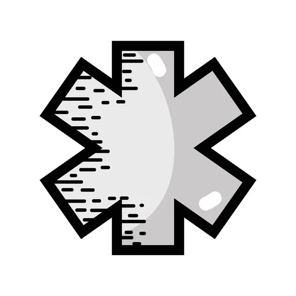 Grayscale Medicine Sign Emergency Emblem Symbol Vector Illustration — Stock Vector