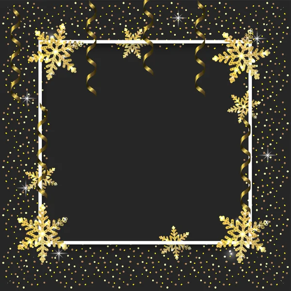 frame with stars and flakes decoration to new year vector illustration