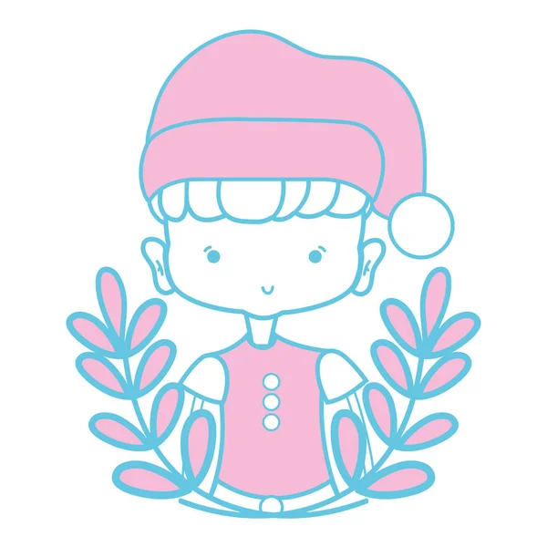 Buena Chica Con Ropa Navidad Ramas Hojas Diseño Vector Ilustración — Archivo Imágenes Vectoriales