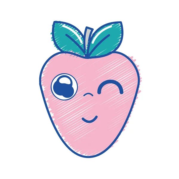 Kawaii Belle Icône Fraise Drôle Illustration Vectorielle — Image vectorielle