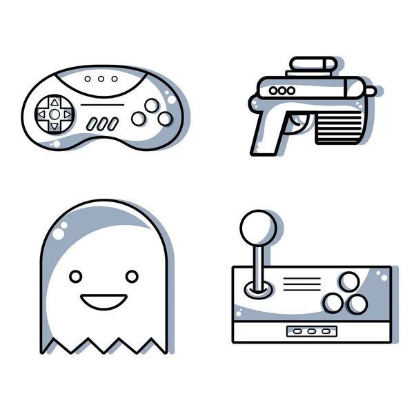 Conjunto Tecnología Videojuegos Con Ilustración Vectorial Simulador Electrónico — Vector de stock