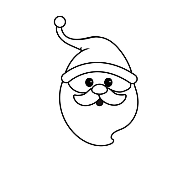 Line Santa Claus Head Beard Hat Christmas Vector Illustration — Stock Vector