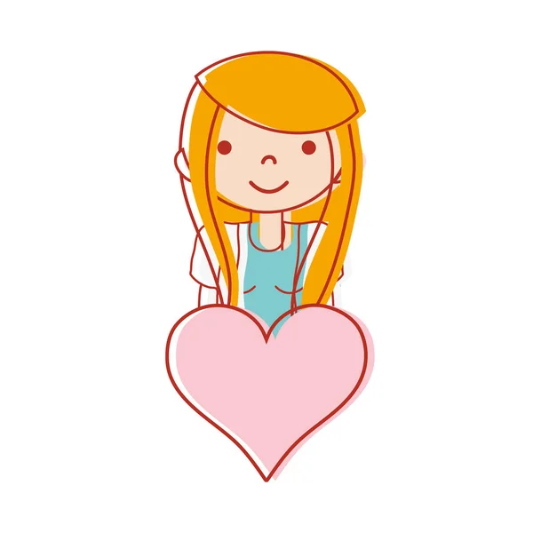 Chica Con Peinado Deasign Corazón Icono Vector Ilustración — Archivo Imágenes Vectoriales