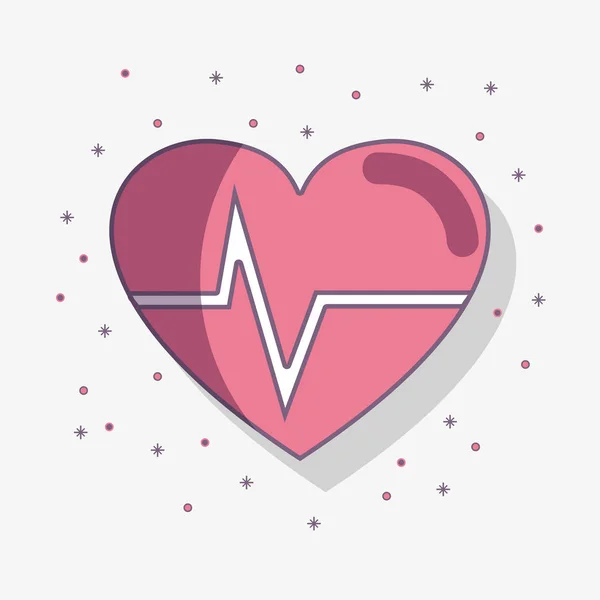 Flat Line Heartbeat Cardio Vital Sign Vector Illustration — Stock Vector