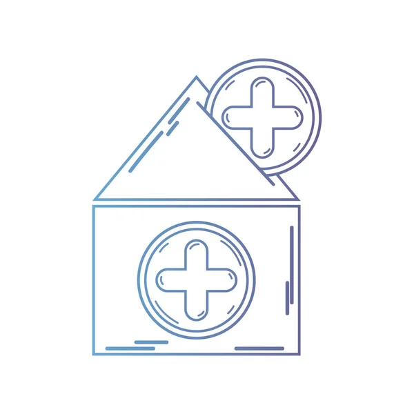 Ligne Maison Sang Dotaion Avec Croix Symbole Vectoriel Illustration — Image vectorielle