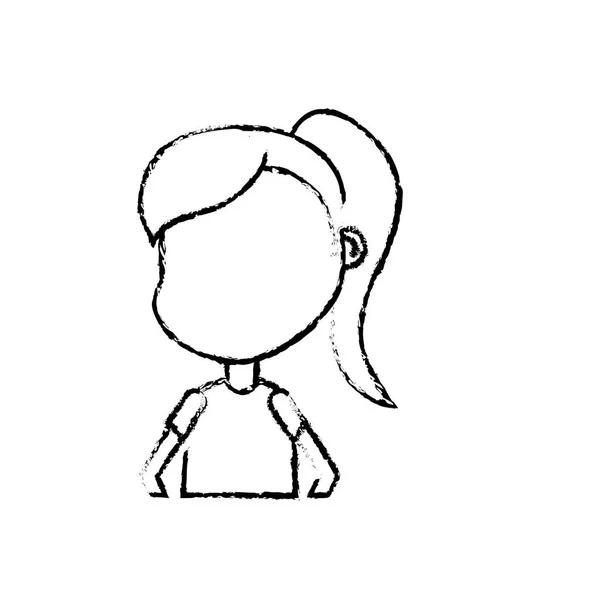 Figura Chica Con Diseño Del Peinado Ilustración Casual Vector Blusa — Vector de stock