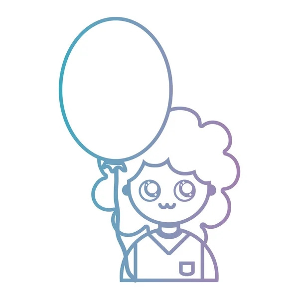 Lijn Meisje Met Kapsel Ballon Ontwerp Vectorillustratie — Stockvector