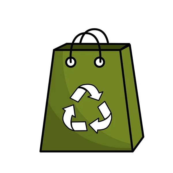 Grüne Tüte Mit Reduktions Wiederverwendungs Und Recyclingsymbol Vektorillustration — Stockvektor