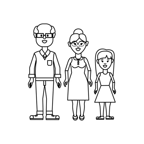 图祖父母与他们的孙女图标 矢量插图设计 — 图库矢量图片