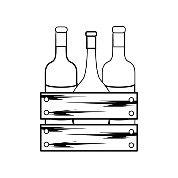 Linea Diverse Bottiglie Vino Icona Immagine Disegno Illustrazione Vettoriale — Vettoriale Stock