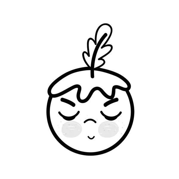 Línea Kawaii Tomate Enojado Icono Vegetal Vector Dsign Ilustración — Archivo Imágenes Vectoriales