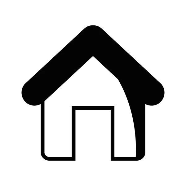 Contour House Object Roof Door Vector Illustration — Stock Vector