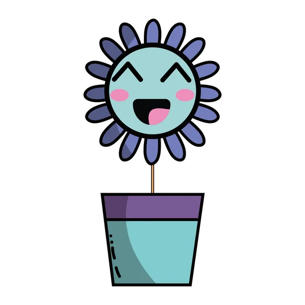 Kawaii Belleza Flor Feliz Vector Planta Ilustración — Vector de stock