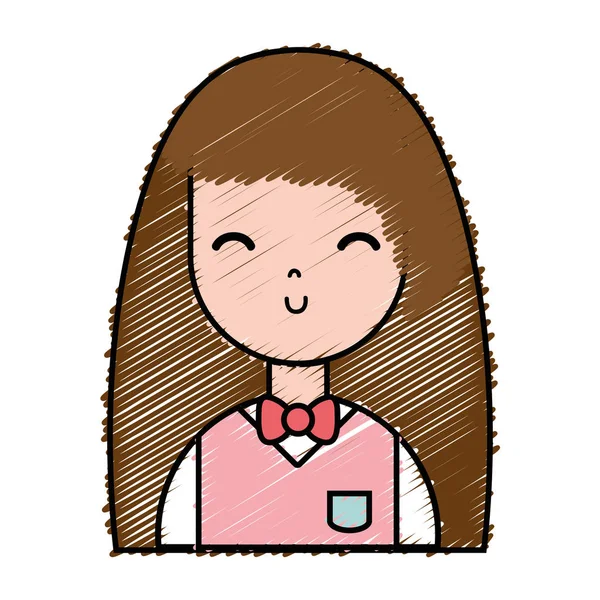 髪型と制服の服ベクトル イラスト美少女 — ストックベクタ