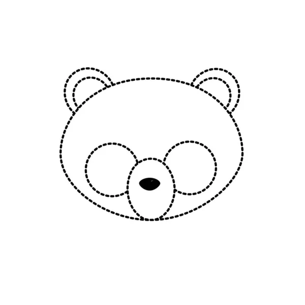 Forma Punteada Cabeza Panda Salvaje Animal Lindo Vector Ilustración — Vector de stock