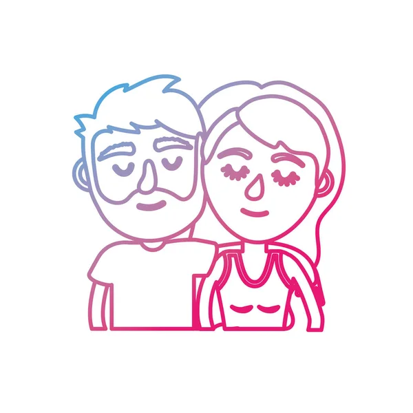 Amoureux Couple Ligne Avec Illustration Vectorielle Conception Coiffure — Image vectorielle