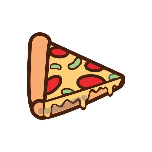 Deliciosa Pizza Icono Comida Rápida Vector Ilustración — Vector de stock