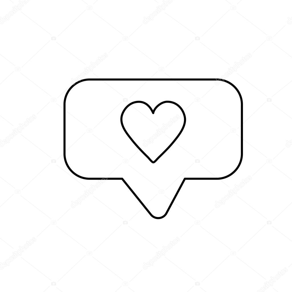 line chat bubble with heart design inside vector illustration