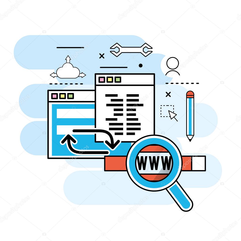 website process information to programming technology vector illustration