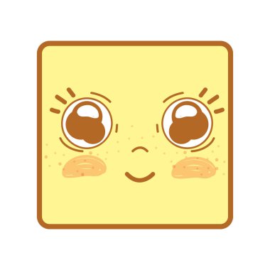 mutlu yüz kawaii şirin gözler ve yanakları, vektör illusration ile