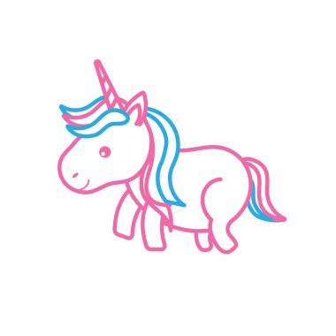 satır güzel tek boynuzlu at boynuz ve saç modeli tasarım vektör çizim ile