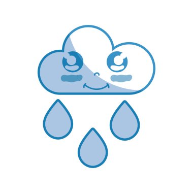 vektör çizim yağmur siluet kawaii güzel mutlu bulut