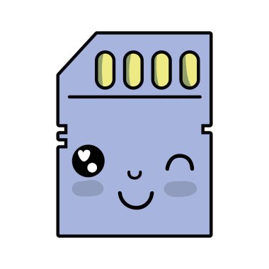 Kawaii şirin komik mikro sd vektör çizim