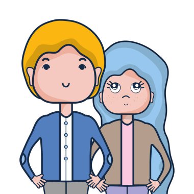 Güzellik çift ile birlikte saç modeli tasarım illüstrasyon vektör