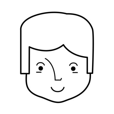 mutlu bir adam kafa ve güzel yüzü, vektör çizim çizgisi