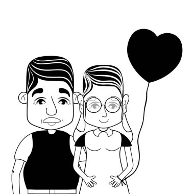 gözlük ve saç modeli ile kontur coupe yaşlılar illüstrasyon vektör