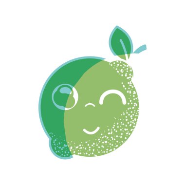 siluet kawaii güzel komik limon meyve, vektör çizim
