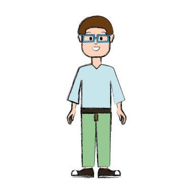 Gözlük, gömlek ve pantolon, yaşlı adamla illüstrasyon vektör