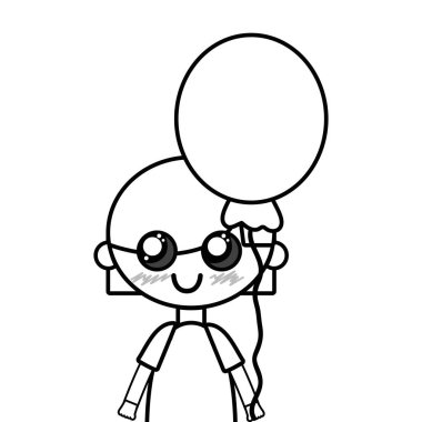 satır güzellik kız balonu ve saç modeli tasarım vektör çizim ile