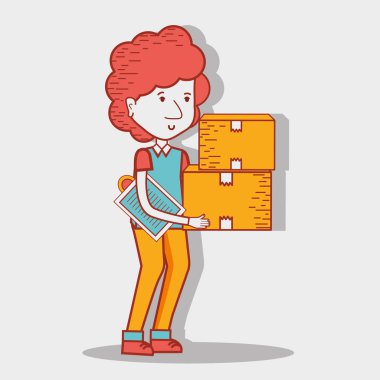 teslimatçı paketleri kutusu dağıtım, vektör çizim ile