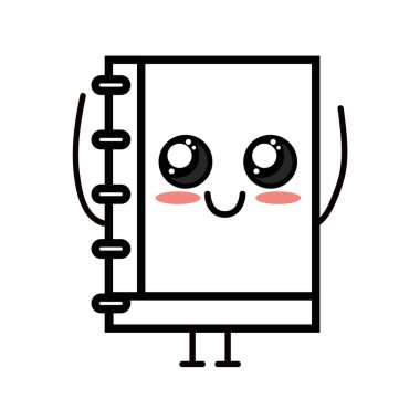 Kawaii şirin mutlu defter araç vektör çizim