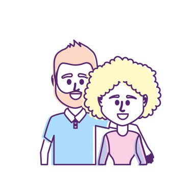 Çift birlikte rahat kıyafetler vektör çizim tasarım